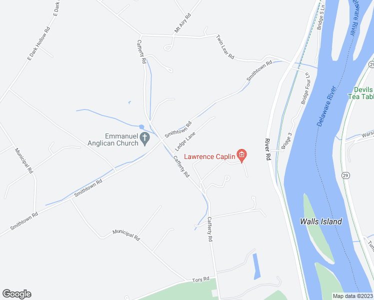 map of restaurants, bars, coffee shops, grocery stores, and more near 25 Ledge Lane in Pipersville