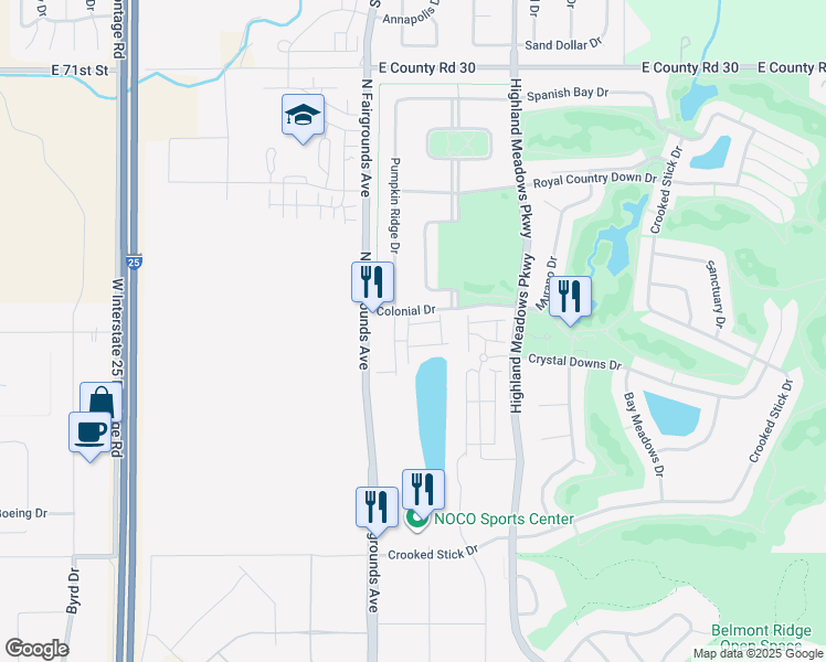 map of restaurants, bars, coffee shops, grocery stores, and more near 6421 Colonial Drive in Windsor