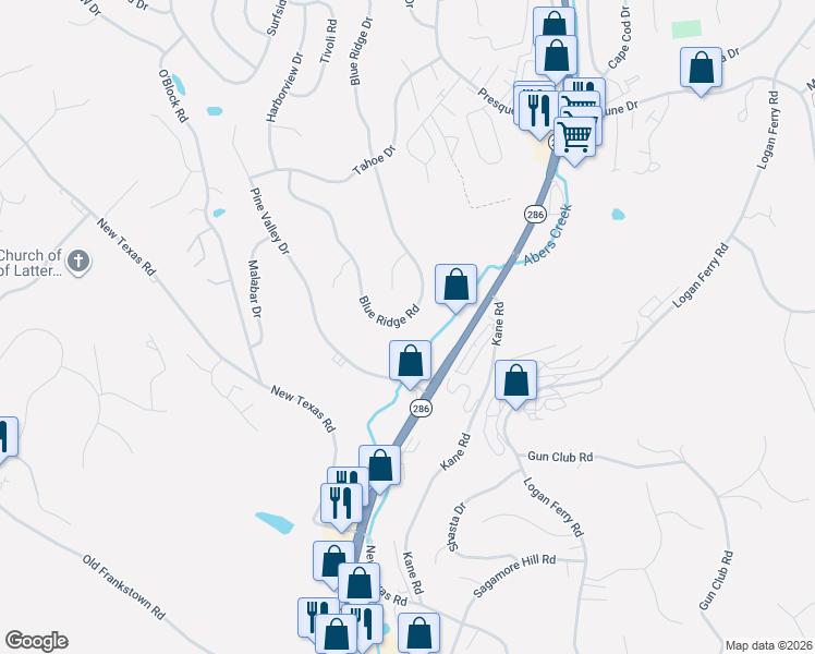 map of restaurants, bars, coffee shops, grocery stores, and more near 826 Blue Ridge Road in Pittsburgh