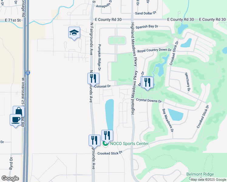 map of restaurants, bars, coffee shops, grocery stores, and more near 6510 Crystal Downs Drive in Windsor