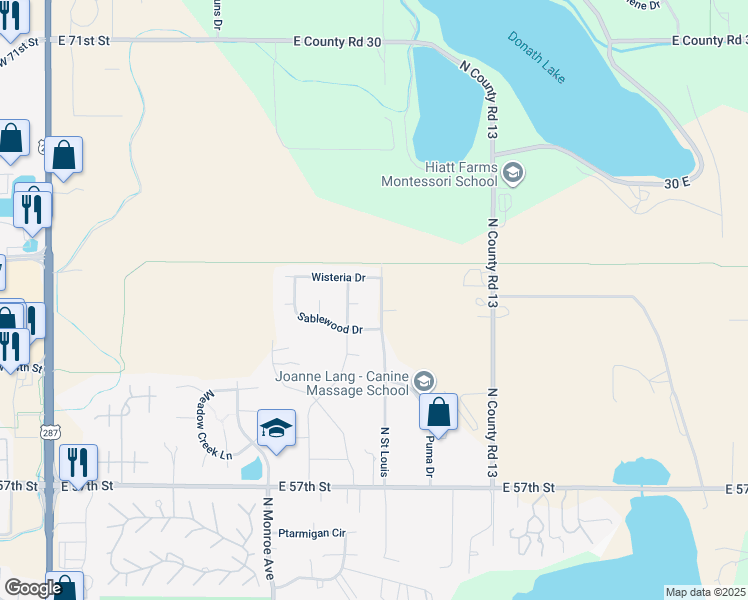 map of restaurants, bars, coffee shops, grocery stores, and more near 6221 North Saint Louis in Loveland