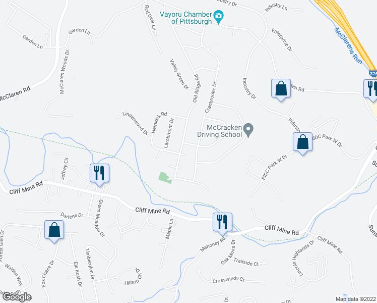 map of restaurants, bars, coffee shops, grocery stores, and more near 508 Hemlock Court in Coraopolis