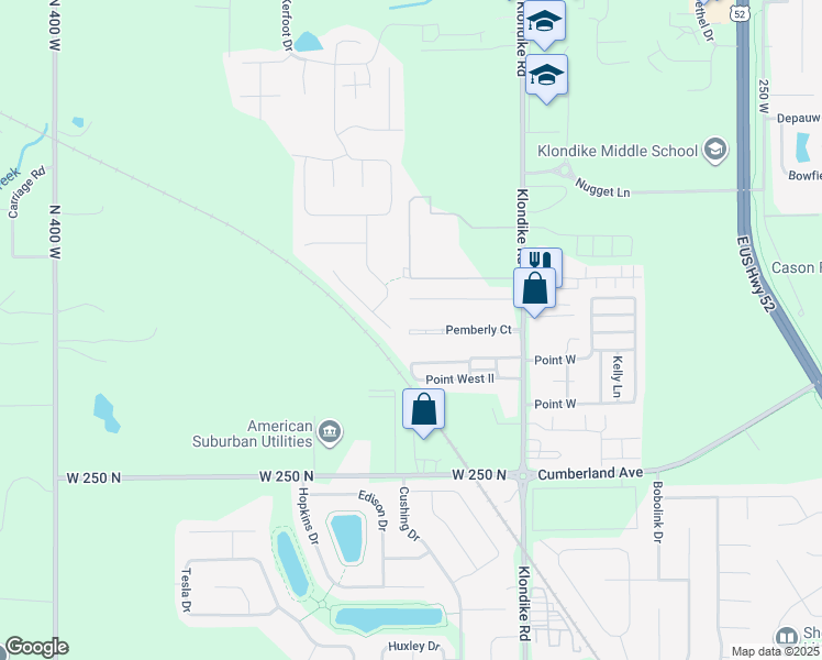 map of restaurants, bars, coffee shops, grocery stores, and more near 3298 Pemberly Court in West Lafayette