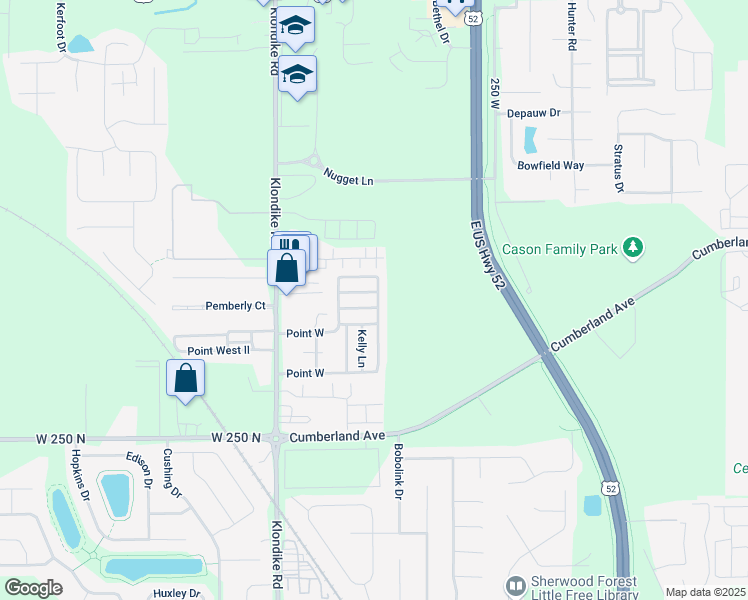map of restaurants, bars, coffee shops, grocery stores, and more near 138 Point West in West Lafayette