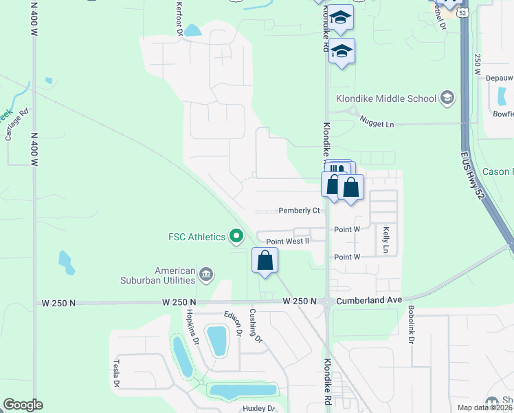 map of restaurants, bars, coffee shops, grocery stores, and more near 3331 Mcneel Court in West Lafayette