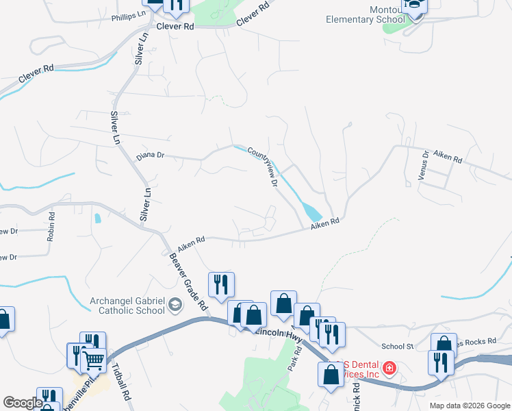 map of restaurants, bars, coffee shops, grocery stores, and more near 708 Countryside Drive in McKees Rocks