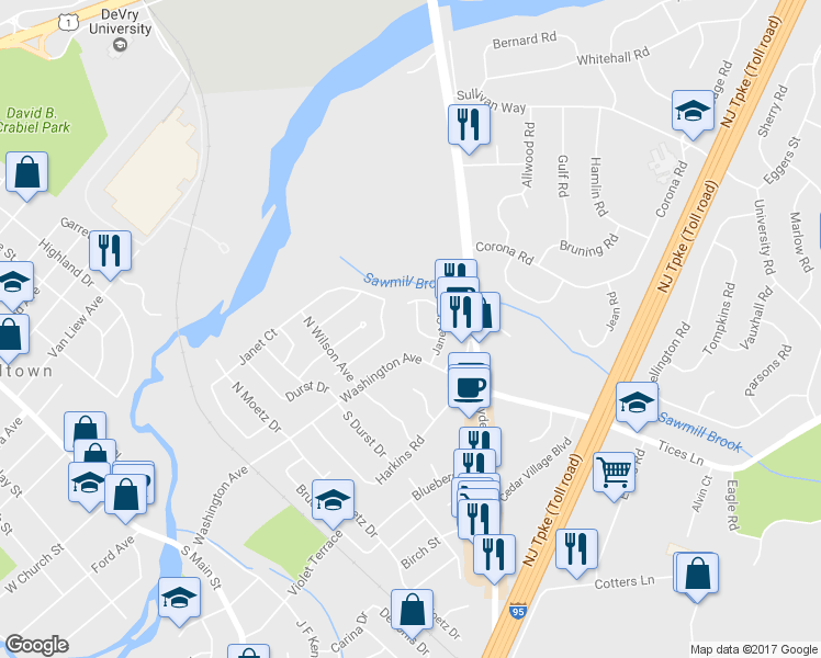 map of restaurants, bars, coffee shops, grocery stores, and more near 8 Starodub Drive in Milltown