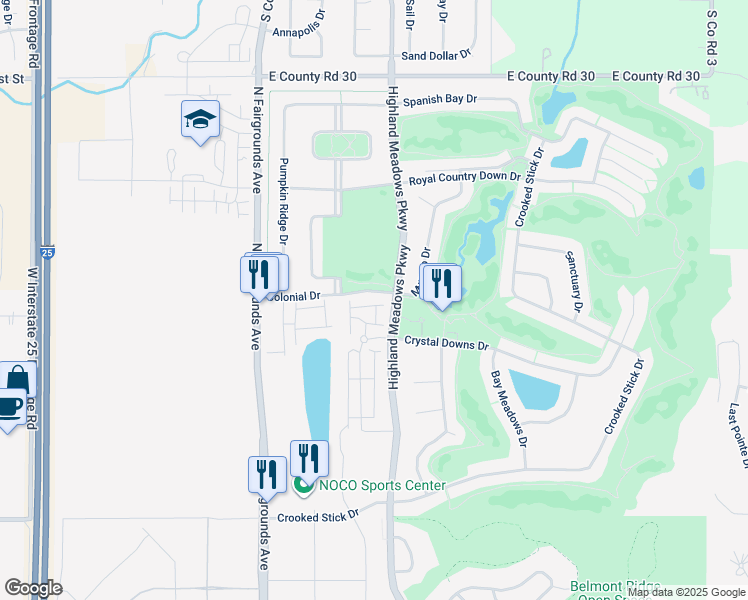 map of restaurants, bars, coffee shops, grocery stores, and more near 6634 Crystal Downs Drive in Windsor