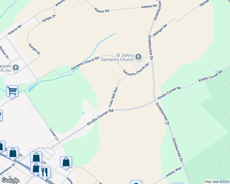 map of restaurants, bars, coffee shops, grocery stores, and more near Cider Mill Run in Berks County