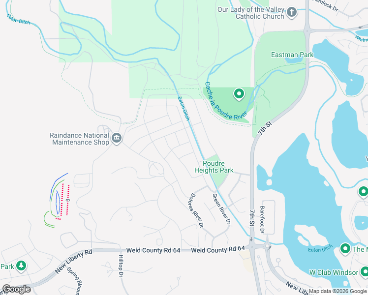 map of restaurants, bars, coffee shops, grocery stores, and more near 31007 Weld County Road 17 in Windsor
