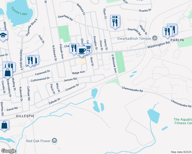 map of restaurants, bars, coffee shops, grocery stores, and more near 13 Jensen Road in Sayreville