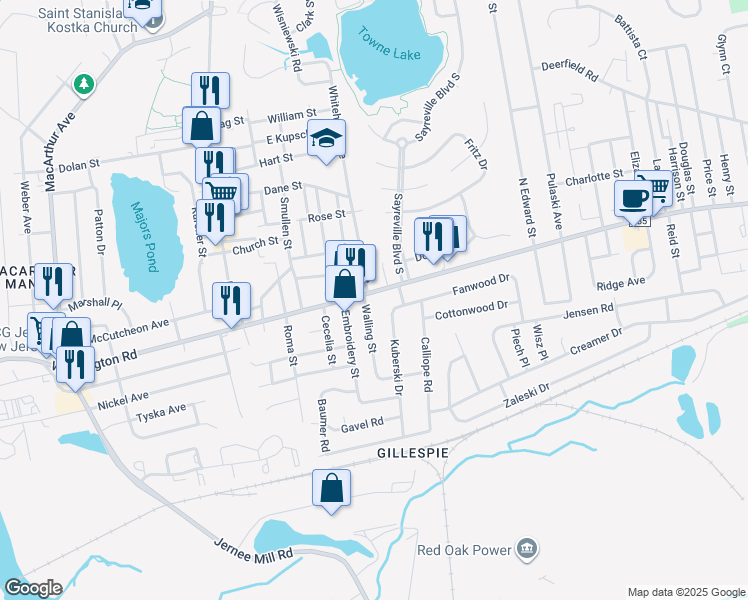 map of restaurants, bars, coffee shops, grocery stores, and more near 219 Washington Road in Sayreville