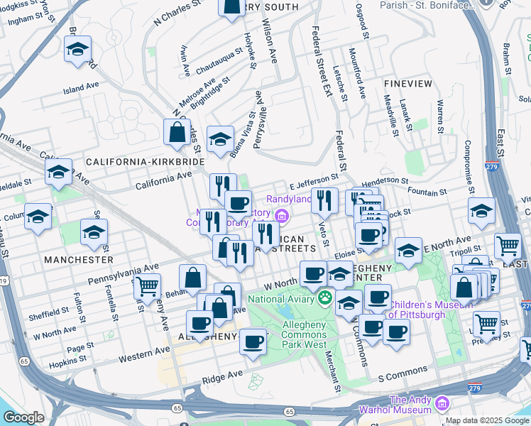 map of restaurants, bars, coffee shops, grocery stores, and more near 514 Alpine Avenue in Pittsburgh