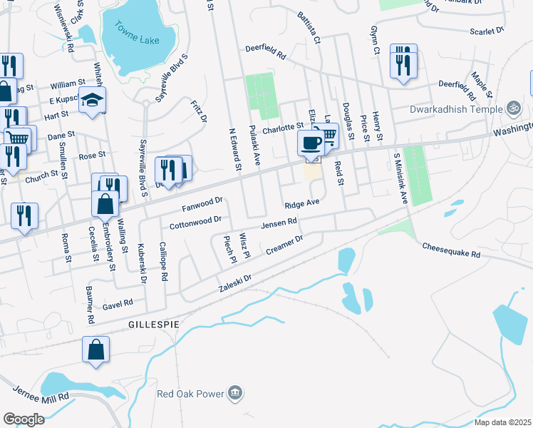 map of restaurants, bars, coffee shops, grocery stores, and more near 39 South Pulaski Avenue in Sayreville