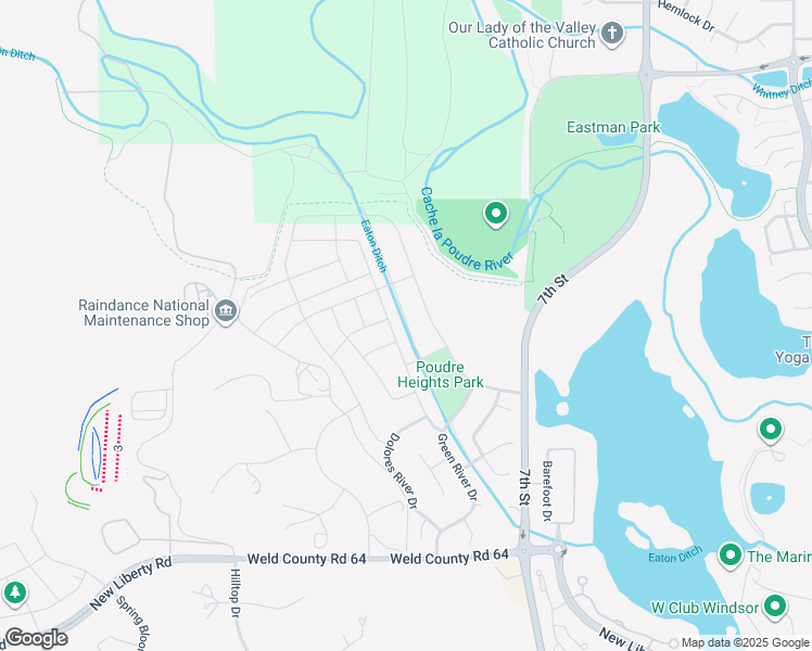 map of restaurants, bars, coffee shops, grocery stores, and more near 1670 Green River Drive in Windsor