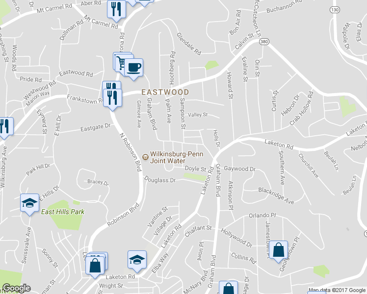 map of restaurants, bars, coffee shops, grocery stores, and more near 2657 Graham Boulevard in Pittsburgh