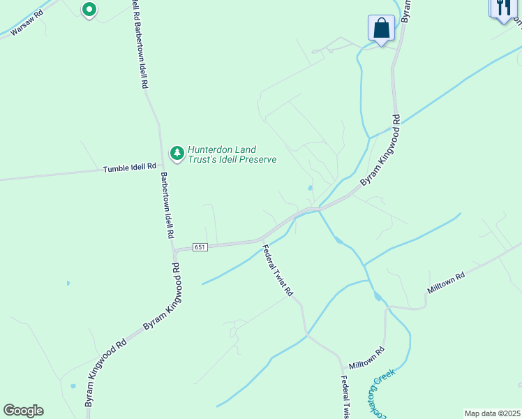 map of restaurants, bars, coffee shops, grocery stores, and more near 355 Byram Kingwood Road in Frenchtown