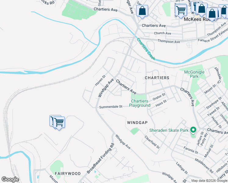 map of restaurants, bars, coffee shops, grocery stores, and more near 3824 Merle Street in Pittsburgh