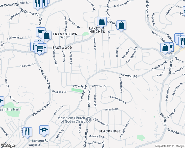 map of restaurants, bars, coffee shops, grocery stores, and more near 2506 Holly Drive in Pittsburgh