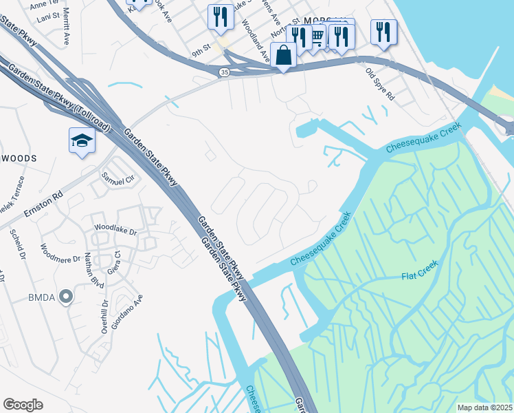 map of restaurants, bars, coffee shops, grocery stores, and more near 16 Wieczorkowski Avenue in Sayreville