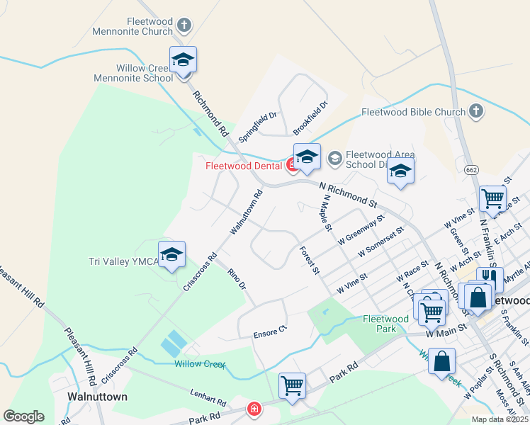 map of restaurants, bars, coffee shops, grocery stores, and more near 4 Salem Cir in Fleetwood