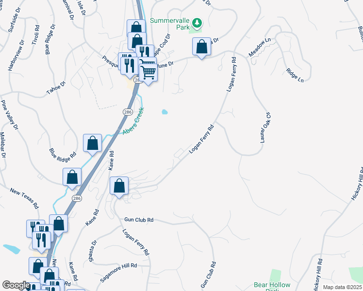 map of restaurants, bars, coffee shops, grocery stores, and more near 4205 Mulberry Lane in Murrysville