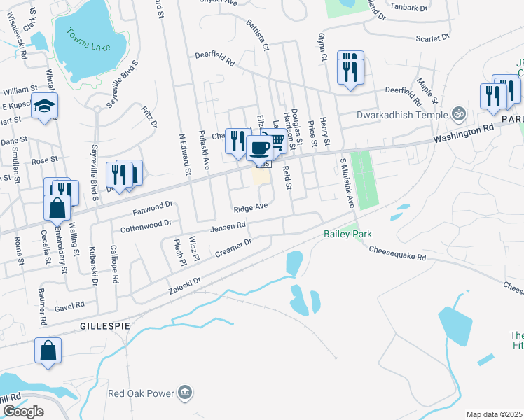 map of restaurants, bars, coffee shops, grocery stores, and more near 37 Ridge Avenue in Sayreville