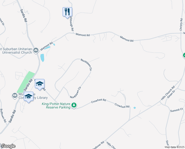 map of restaurants, bars, coffee shops, grocery stores, and more near 5044 Northlawn Cir in Murrysville