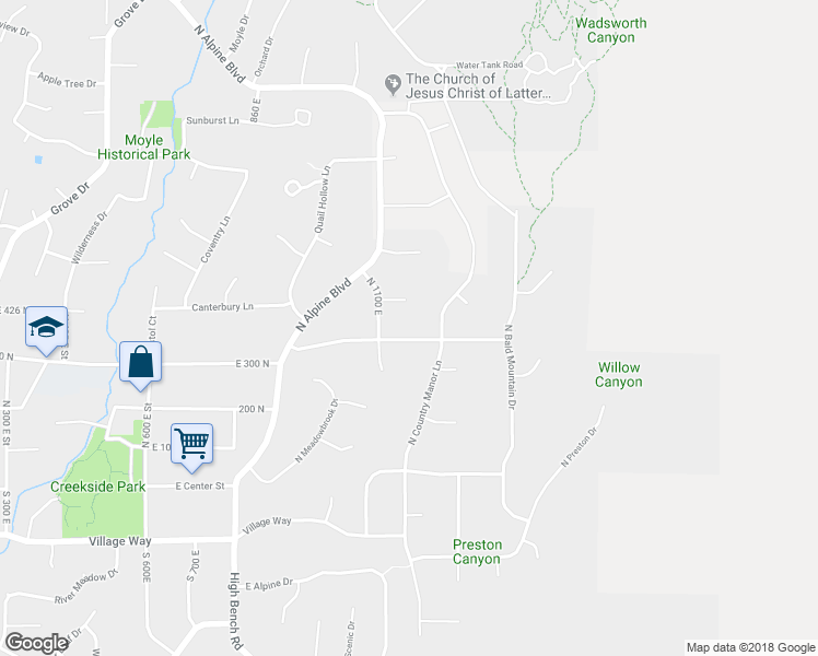 map of restaurants, bars, coffee shops, grocery stores, and more near 1171 East 300 North in Alpine