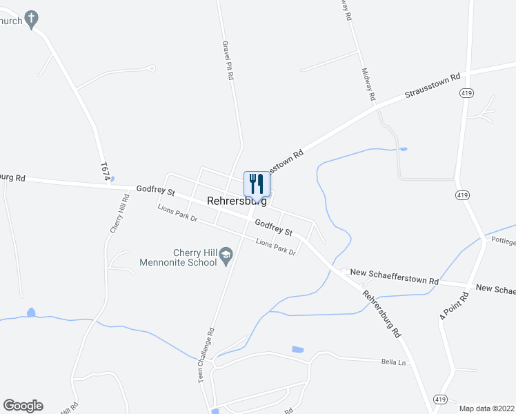 map of restaurants, bars, coffee shops, grocery stores, and more near 24 Maria Street in Bethel