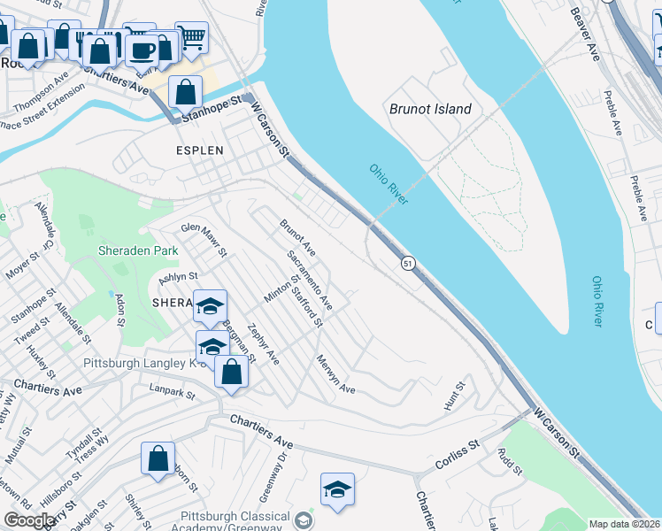 map of restaurants, bars, coffee shops, grocery stores, and more near 2901 Brunot Avenue in Pittsburgh