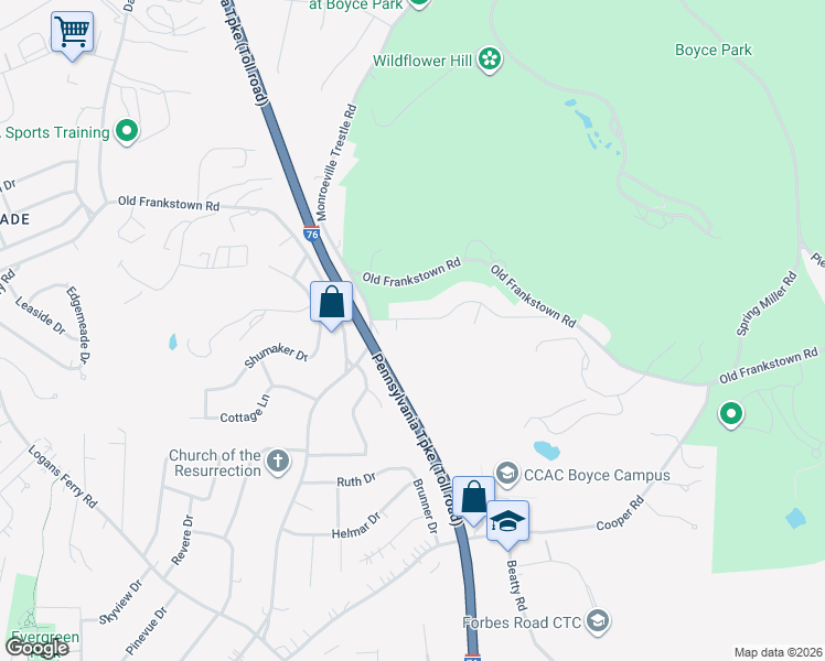 map of restaurants, bars, coffee shops, grocery stores, and more near 4404 Gateway Drive in Monroeville