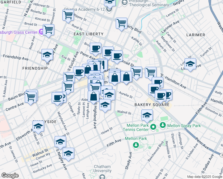 map of restaurants, bars, coffee shops, grocery stores, and more near 244 Swope Street in Pittsburgh