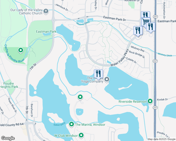 map of restaurants, bars, coffee shops, grocery stores, and more near 305 Habitat Bay in Windsor