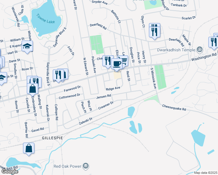 map of restaurants, bars, coffee shops, grocery stores, and more near 28 Ridge Avenue in Sayreville