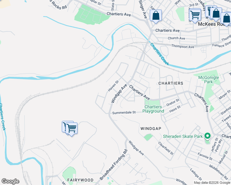 map of restaurants, bars, coffee shops, grocery stores, and more near 3774 Windgap Avenue in Pittsburgh