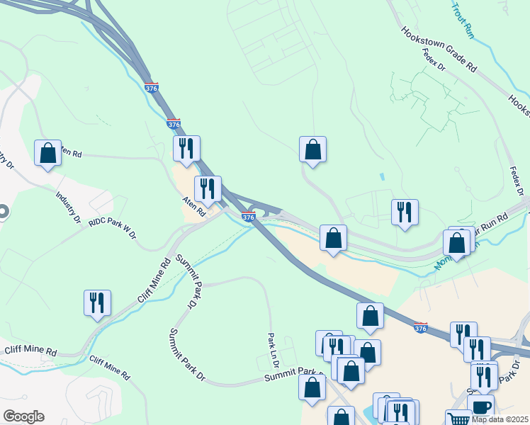 map of restaurants, bars, coffee shops, grocery stores, and more near in Coraopolis