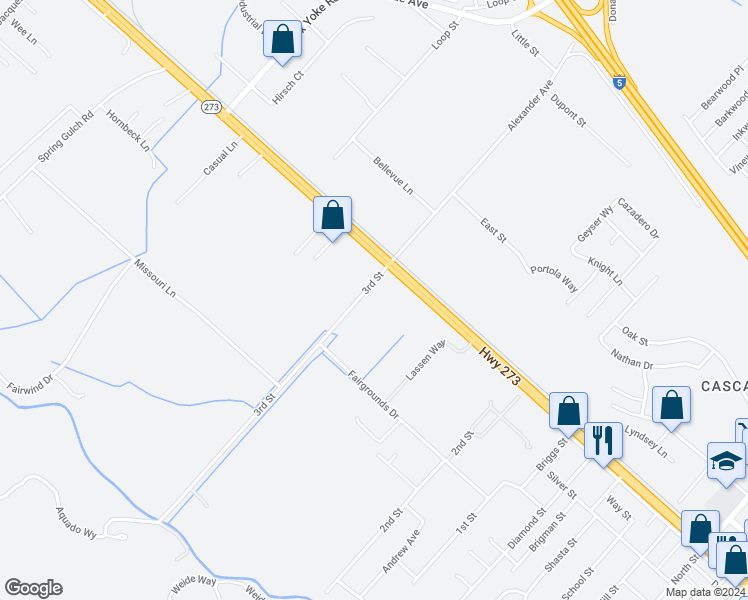 map of restaurants, bars, coffee shops, grocery stores, and more near 1855 3rd Street in Anderson