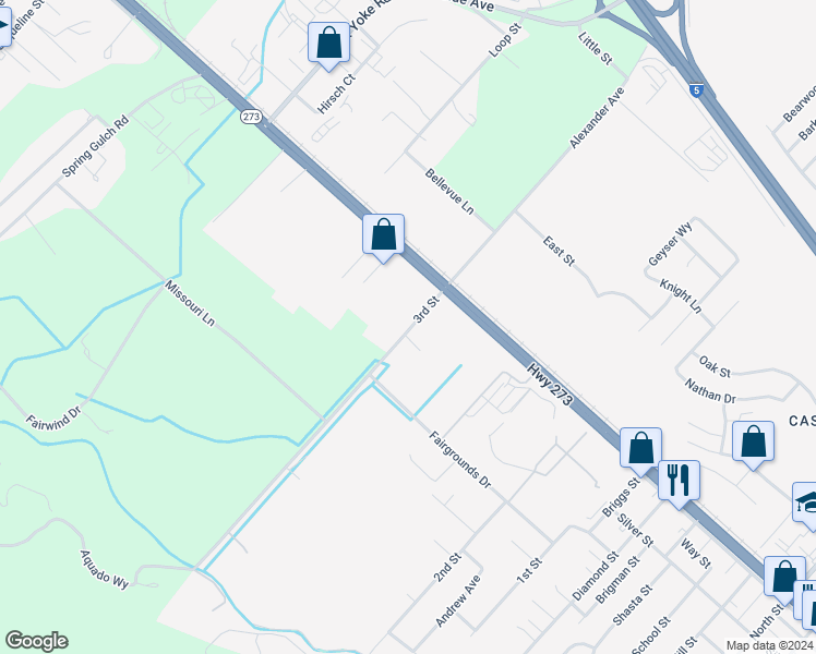 map of restaurants, bars, coffee shops, grocery stores, and more near 1855 3rd Street in Anderson