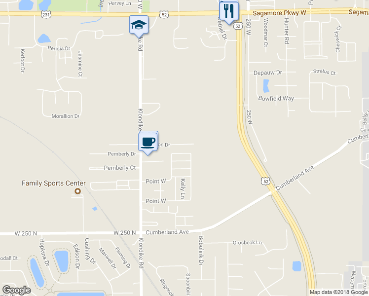 map of restaurants, bars, coffee shops, grocery stores, and more near 138 Point West in West Lafayette