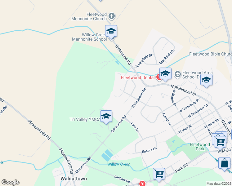 map of restaurants, bars, coffee shops, grocery stores, and more near 510 Friendship Drive in Fleetwood