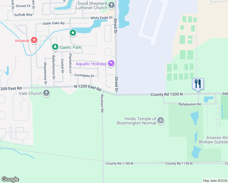 map of restaurants, bars, coffee shops, grocery stores, and more near 28 Fetzer Court in Bloomington