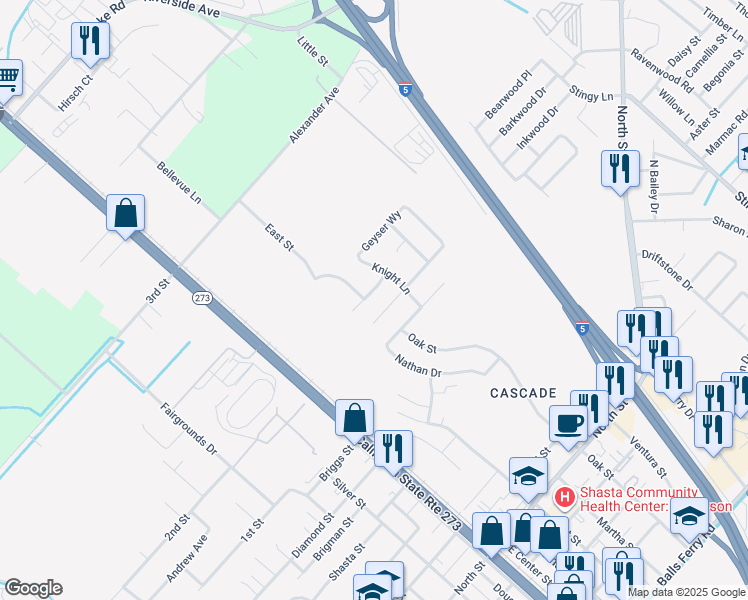 map of restaurants, bars, coffee shops, grocery stores, and more near 3601 Rush Landing in Anderson
