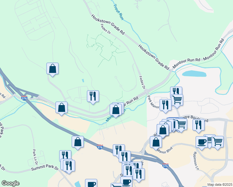 map of restaurants, bars, coffee shops, grocery stores, and more near 2000 GSK Drive in Allegheny County