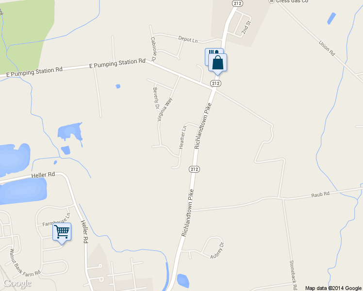 map of restaurants, bars, coffee shops, grocery stores, and more near Heather Lane in Quakertown