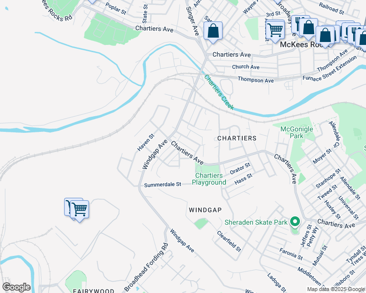 map of restaurants, bars, coffee shops, grocery stores, and more near 1578 Clarkton Street in Pittsburgh