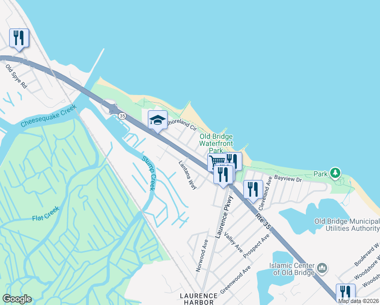 map of restaurants, bars, coffee shops, grocery stores, and more near 162 Twilight Avenue in Old Bridge