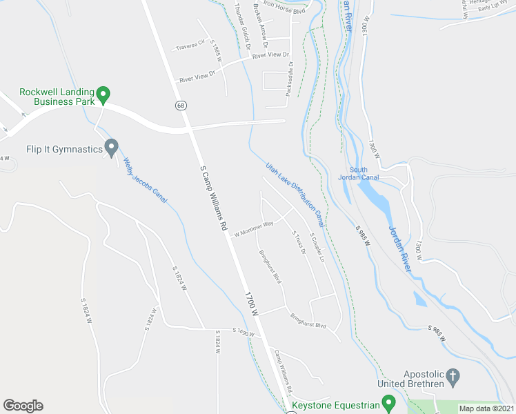 map of restaurants, bars, coffee shops, grocery stores, and more near 16086 South Bodmin Way in Bluffdale