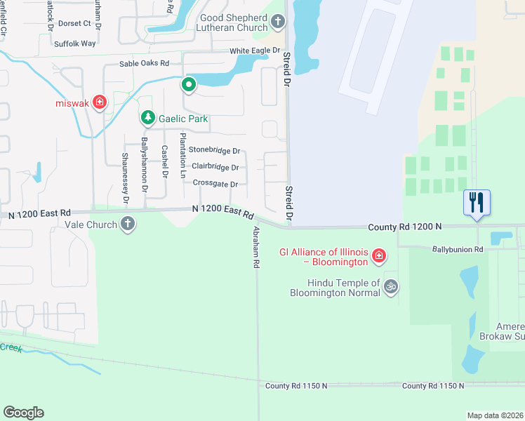 map of restaurants, bars, coffee shops, grocery stores, and more near 23 Fetzer Court in Bloomington