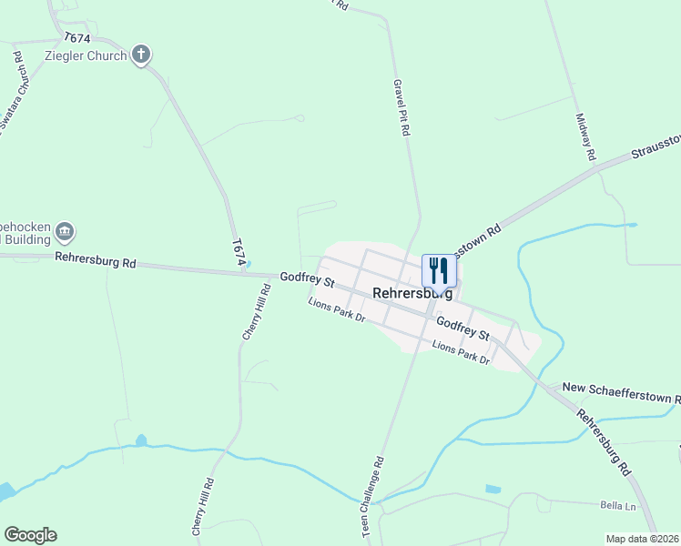 map of restaurants, bars, coffee shops, grocery stores, and more near 3 Magdelena Street in Rehrersburg